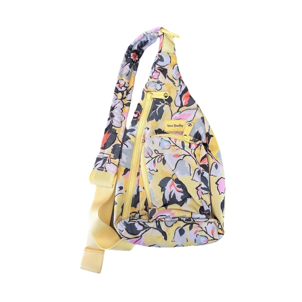 Vera Bradley Reactive Sling Backpack In Sunny Garden Print Yellow Multi VGUC - Picture 1 of 16